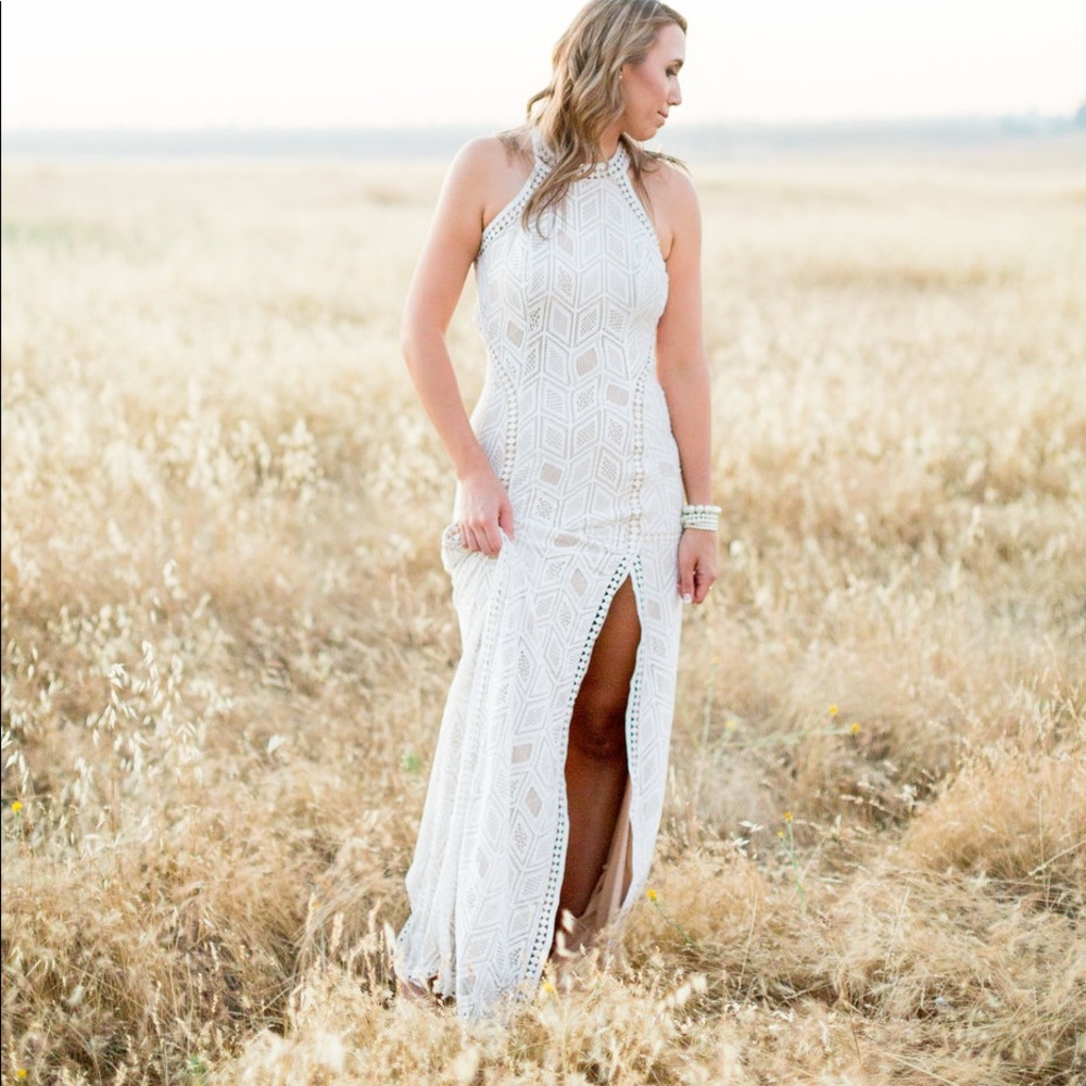 Maxi Halter Dress with Slit - Picture 1 of 2